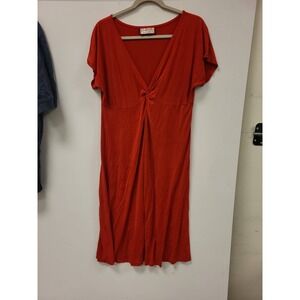 Mary McFadden Collection Dress Red Knit Casual Womens Designer Apparel
